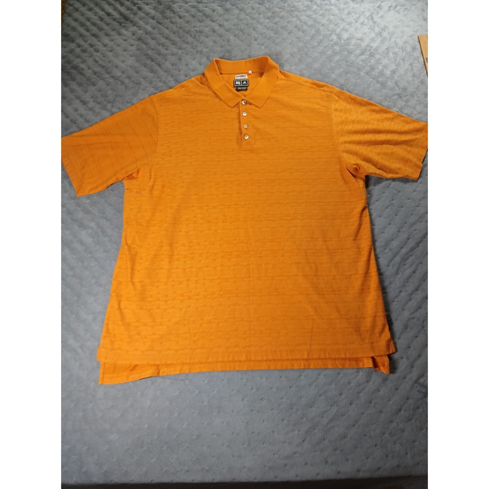 Adidas Climalite Mercerized Golf Polo Shirt Mens 2XL Orange Textured S/S